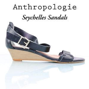 Anthropologie | Seychelles Wood Wedge Sandals